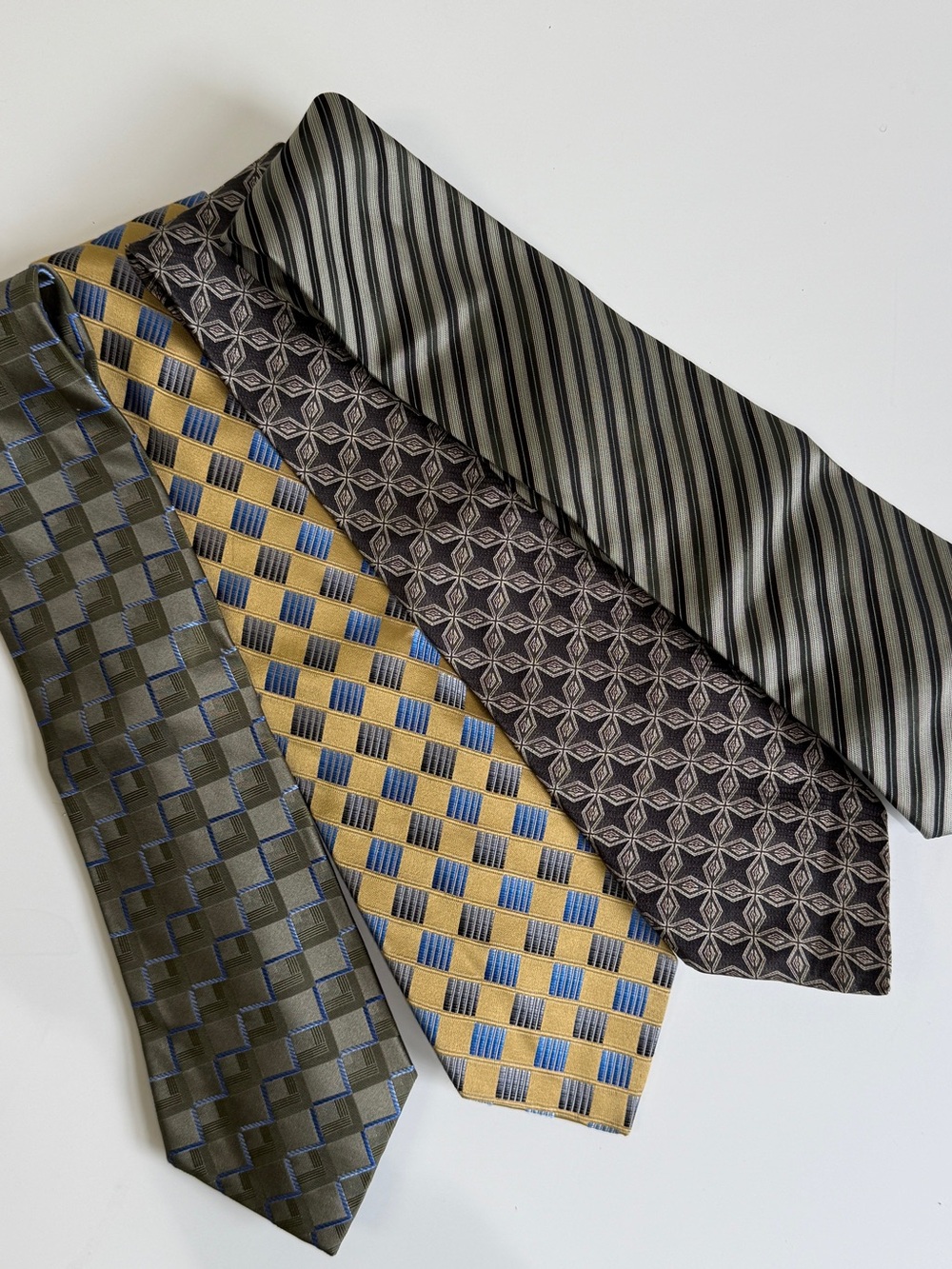 Men's Classic Mixed-Pattern Ties - Olive, Yellow, Gray, Black